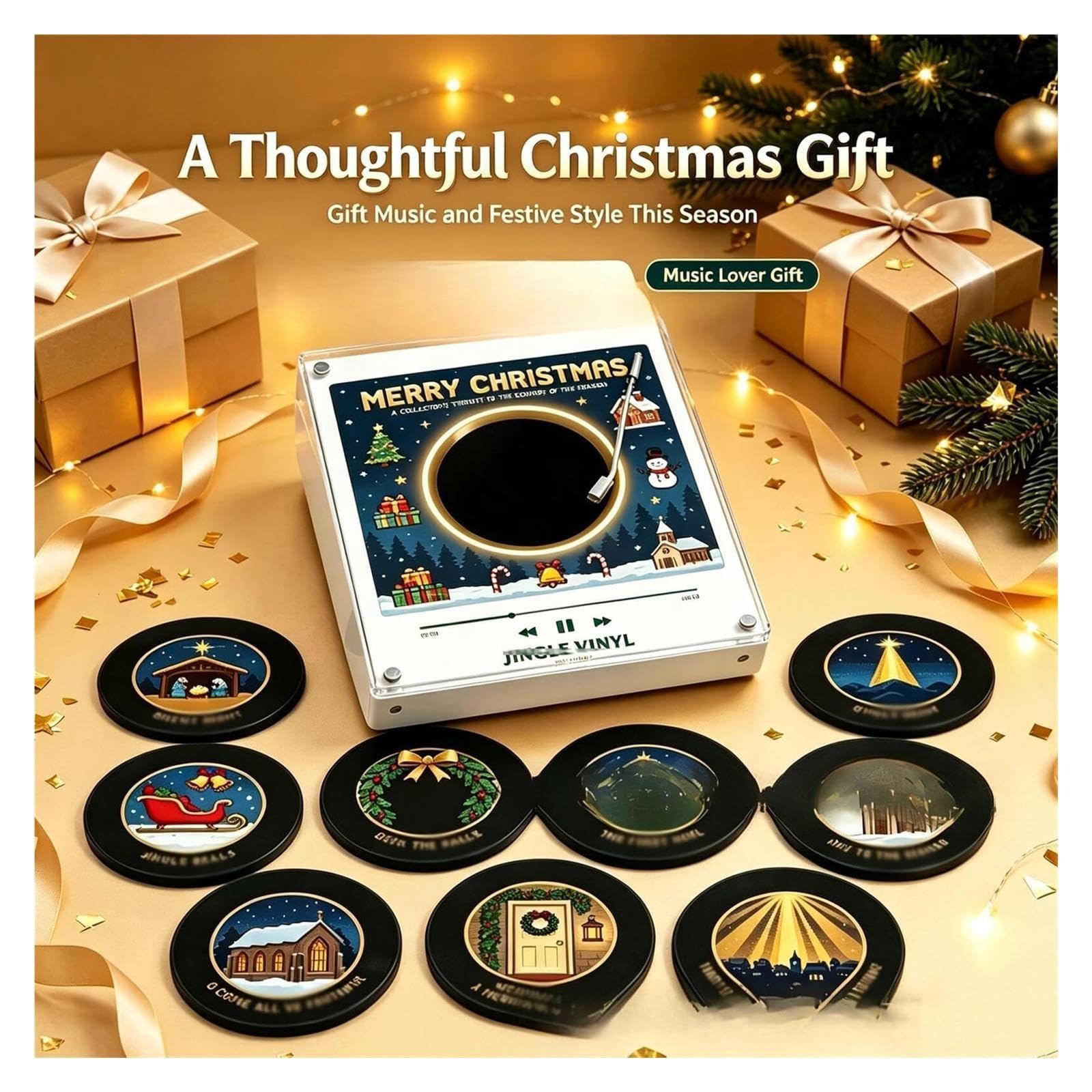 Coffret Musical pour Réfrigérateur Vinyle Magnétique De Noël, Cadeau