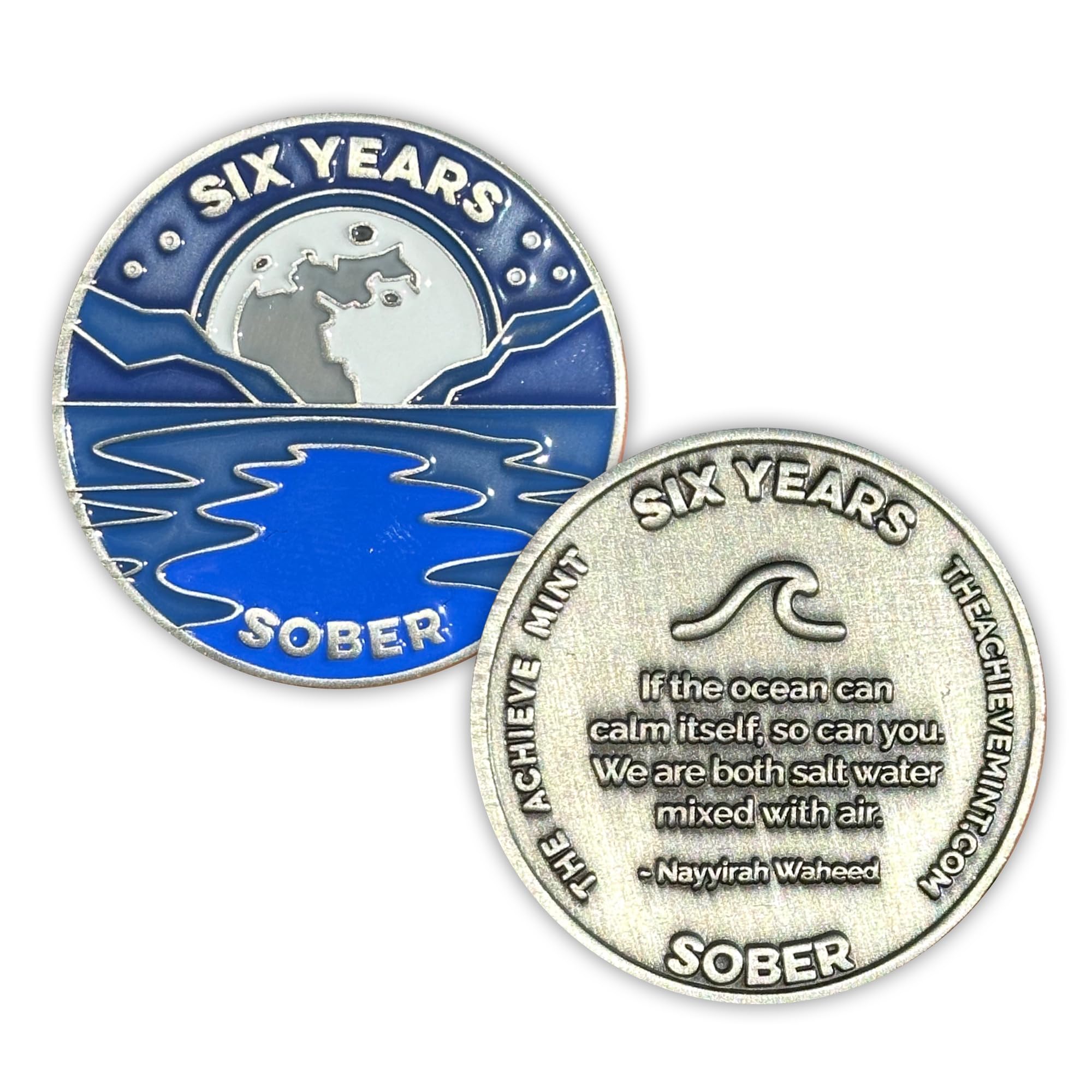 6 Years Sober Token | Six Years Sobriety Chip | Non-AA Gift, Non-Religious Medallion for Men and Women Celebrating Sobriety