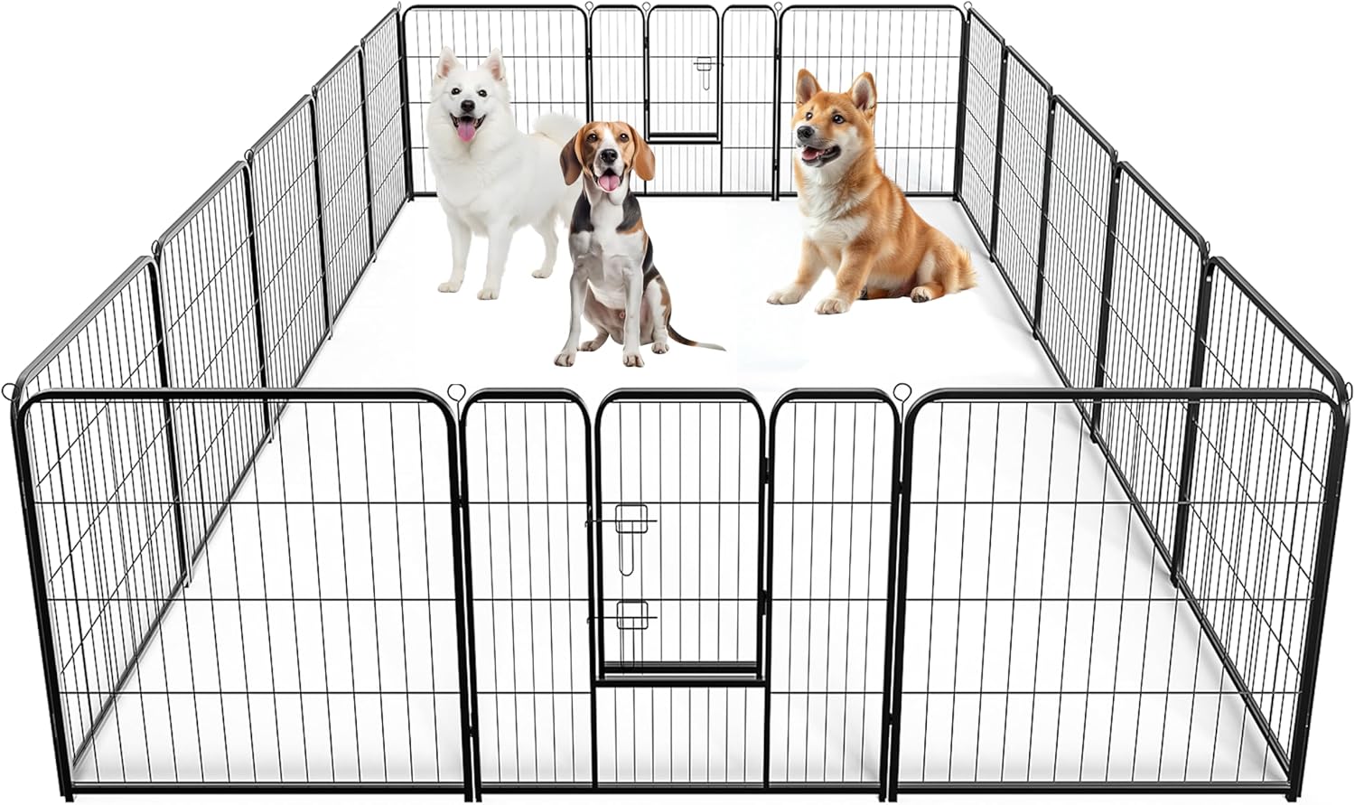 Simple Deluxe Dog Playpen Outdoor Indoor, 32 Inch 16 Panels Dog Fence for Small/Medium Dogs Puppy, Perfect Dog Pen for Camping, Yard, RV, Garden Fence, Black