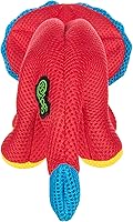 Vista 4 de goDog Juguete chirriante para perros con volantes de malla de doble guardia masticable, rojo, pequeño