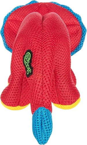 Miniatura 4 de goDog Juguete chirriante para perros con volantes de malla de doble guardia masticable, rojo, pequeño