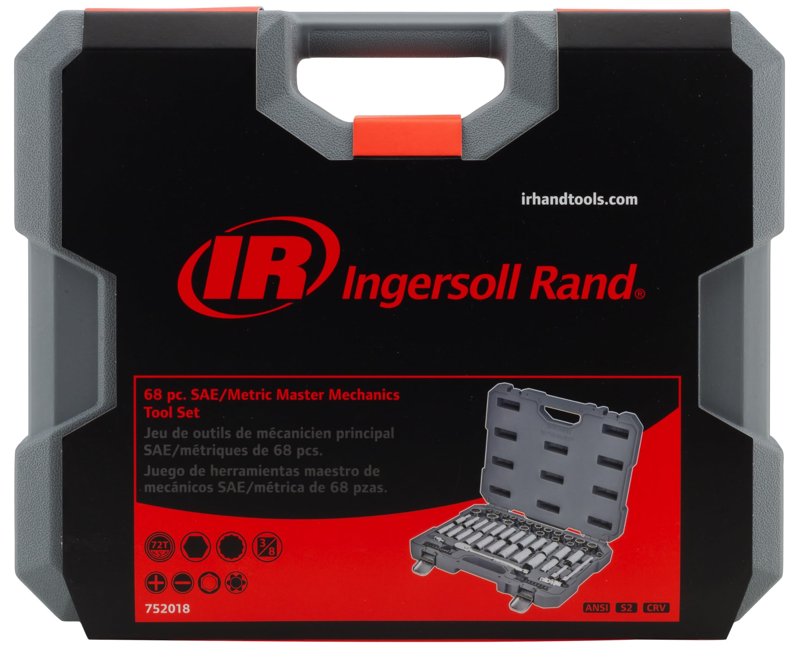 Ingersoll Rand 68 Piece 3/8-Inch Drive Metric/SAE Mechanics Tool