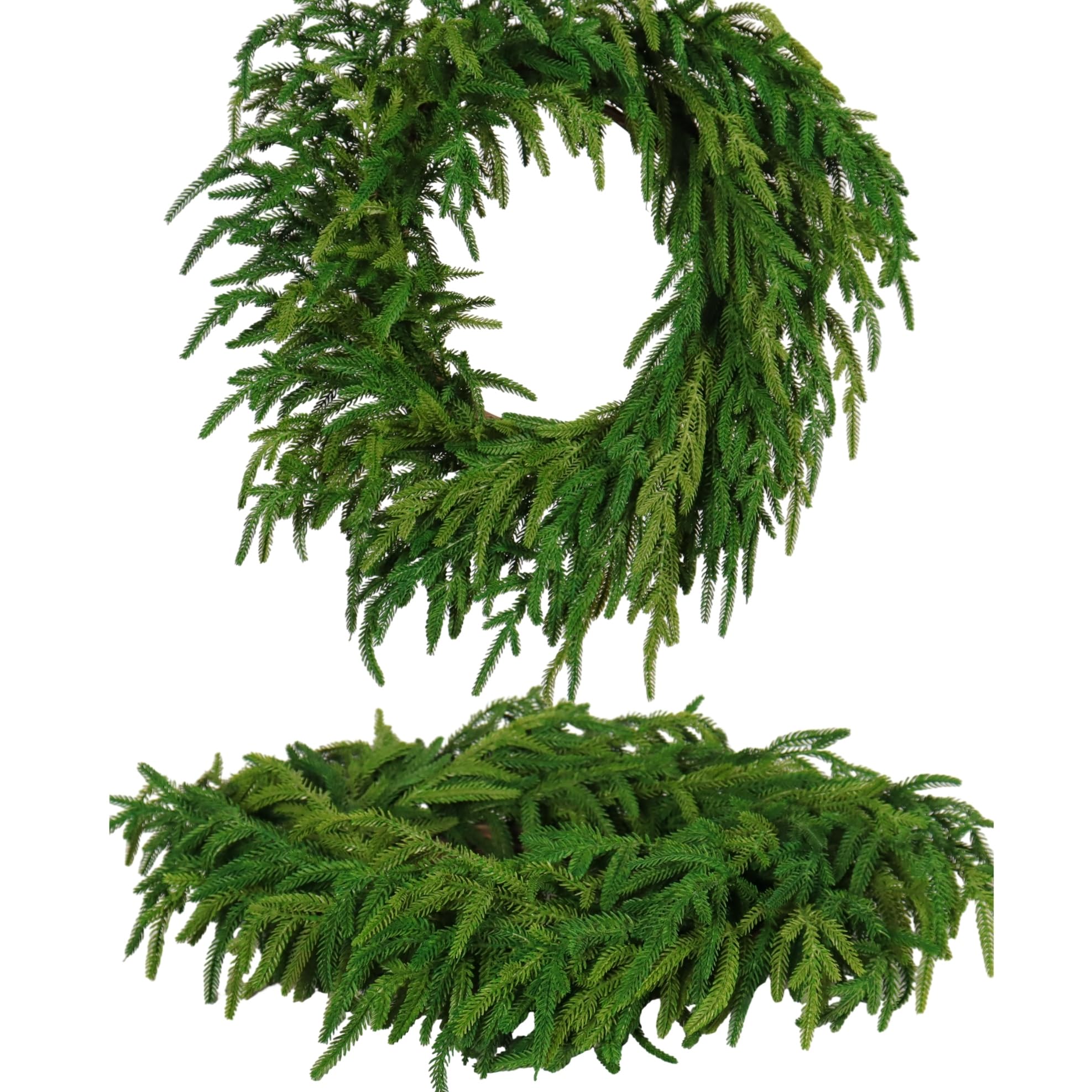 Real Touch Norfolk Weihnachtskranz aus Kiefernholz, 61 cm – weicher, lebensechter künstlicher Kiefernkranz für Innen- und Außenbereich, Urlaubsdekoration, langlebig und wiederverwendbar für