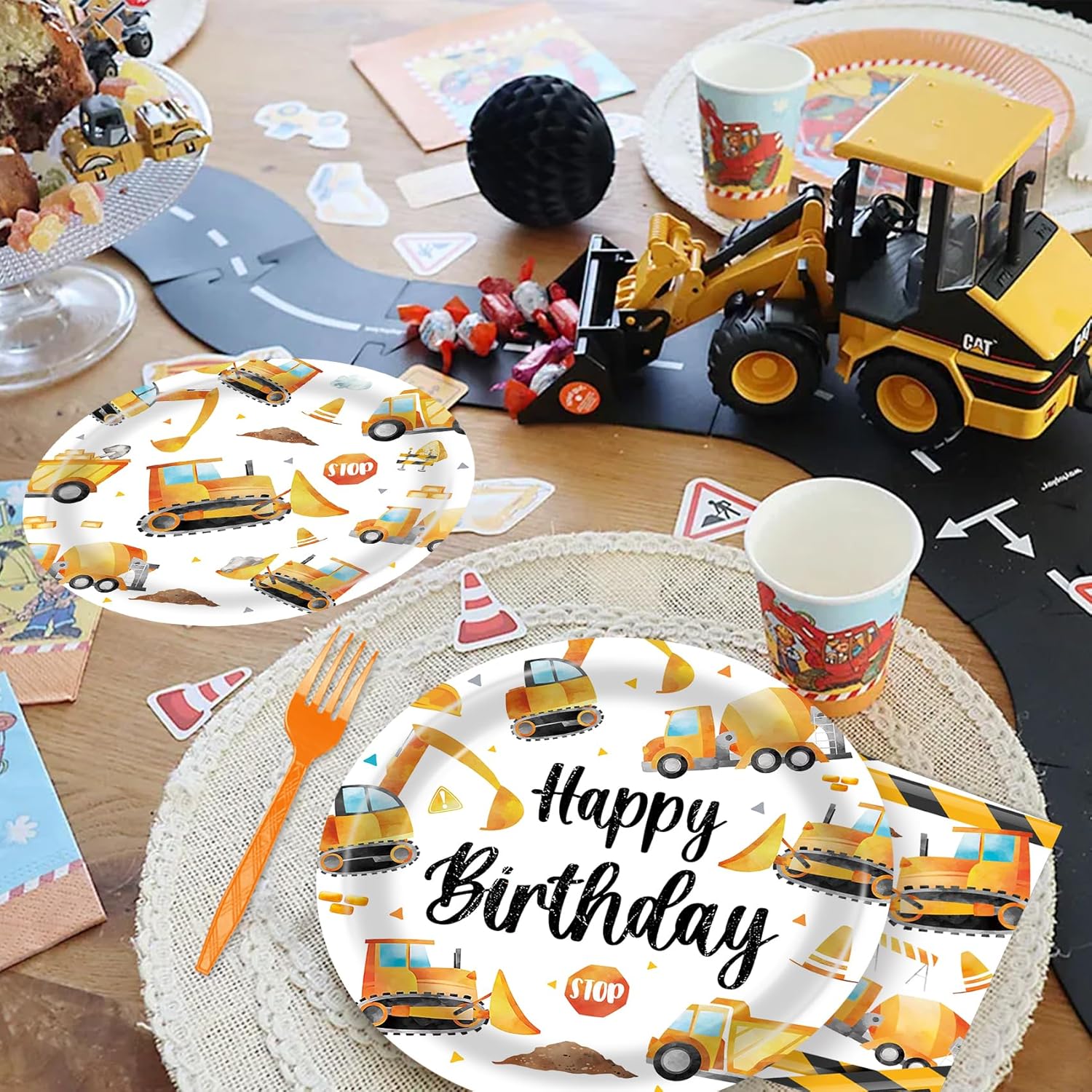 96 Pcs Construction Plates & Napkins - Party Decorations & Birthday Supplies - Image 5