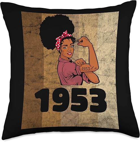 Black Pride Melanin Queen African American Gifts Vintage 1953 Limited Edition 70th Birthday Afro Girls Women Throw Pillow 18x18 Multicolor