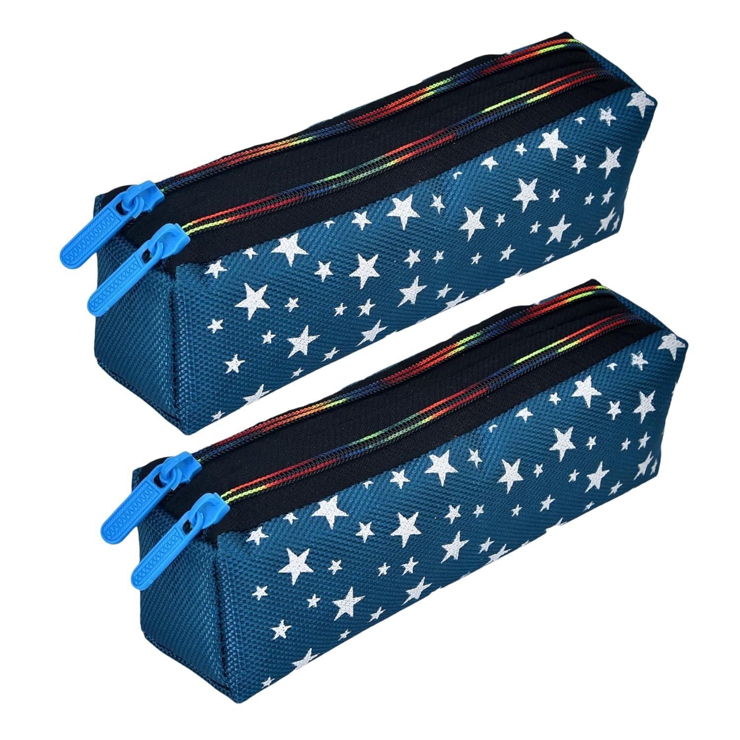 Kuber Industries Pencil Pouch | Rexine Stationary Pouch | Pencil Utility Pouch | School Pencil Case for Kids | 2 Zipper Pencil Organizer | Star Pencil Pouch | Pack of 2 | Blue Kuber Industries Pencil Pouch | Rexine Stationary Pouch | Pencil Utility Pouch | School Pencil Case for Kids | 2 Zipper Pencil Organizer | Star Pencil Pouch | Pack of 2 | Blue