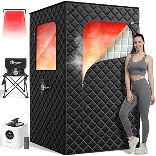 Sauna Box, 3L Portable Steam Sauna Tent for Home & Indoor Use, 1400w Personal Sauna Pod, Remote Control, Folding Chair, 15 Levels, 99-Min Timer,32" x 32" x 71" - Amazon product rated Grade A