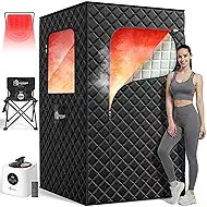 Infrared Sauna Box, 1400w Portable Steam Sauna Tent for Home & Indoor Use, 3L Personal Sauna Pod, Remote Control, Folding Chair, 15 Levels, 99-Min Timer,32" x 32" x 71"