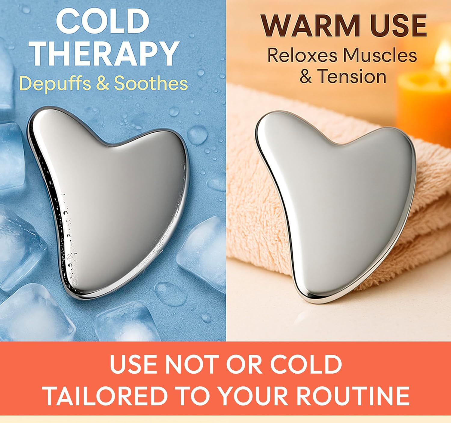 Stainless Steel Gua Sha Tool for Face Sculpting, Neck & Jawline