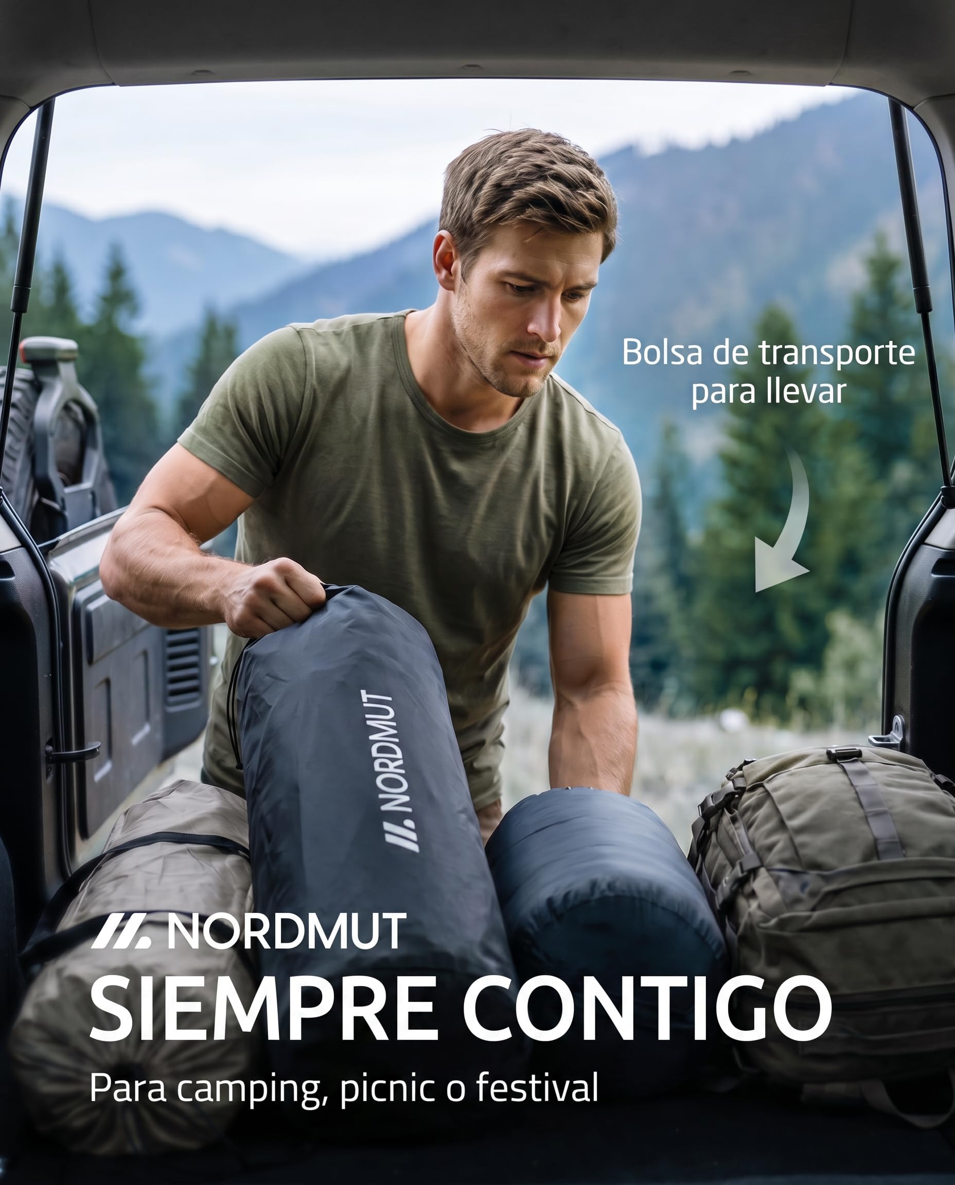 NORDMUT® Mesa de camping plegable – Mesa plegable de aluminio de alta calidad – Mesa de camping inoxidable regulable en altura con fácil montaje (antracita, 110 x 70 cm)
