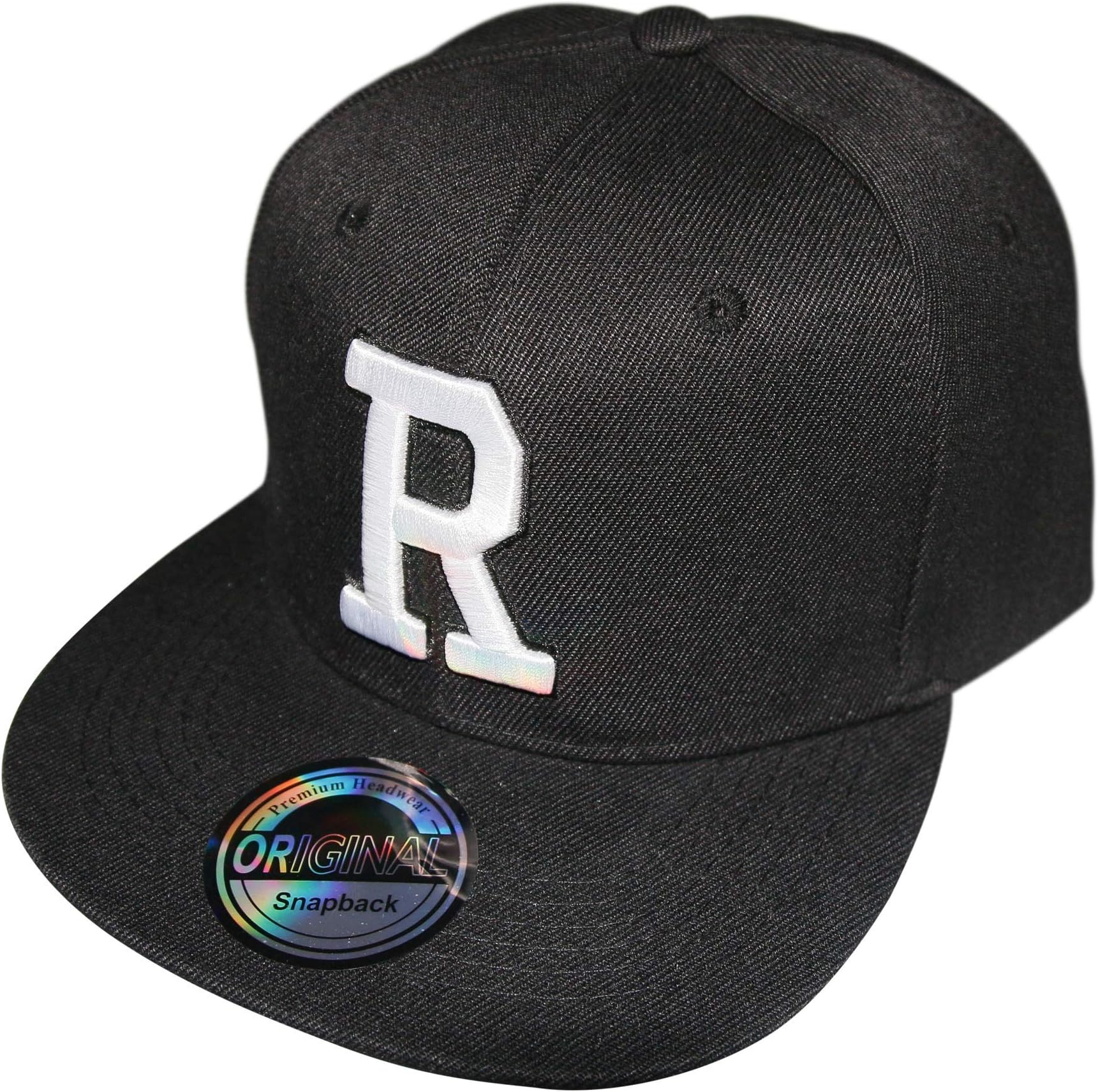 Premium HeadwearLetter Initials Snapback Cap Black & White