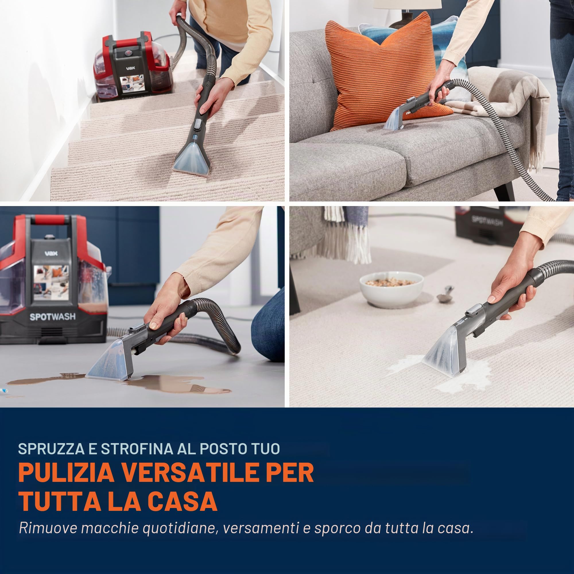 Vax SpotWash Spot Cleaner, smacchiatore, auto, tappezzeria, divano e tappeti, design portatile e compatto, soluzione inclusa rimuove fuoriuscite e macchie, rosso, CDCW-CSXS, Without Pet Tool UK
