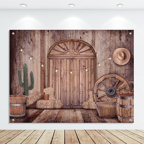 Decoraciones de vaquero, decoración de fiesta occidental, fondo rústico, decoración de fondo rústico, decoración de granero, fondo de fiesta salvaje