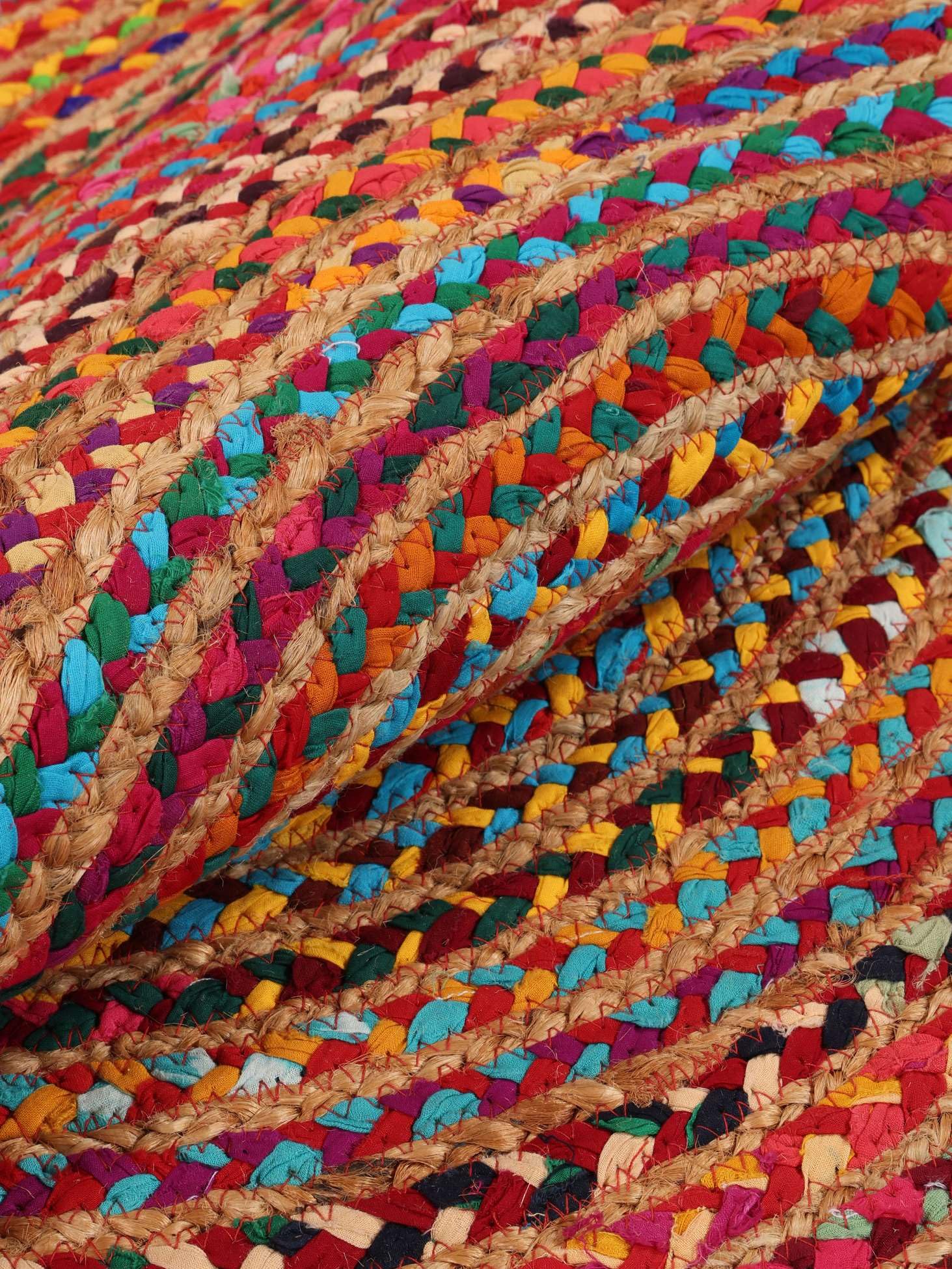 RugVista Solana Dot Jute, Tappeto, Kilim Modern, Ø 150 cm, Rotonda, Pelo medio, Lavabile solo a secco, Certificato Care & Fair, Beige/Multi