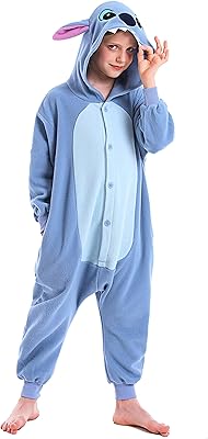 CANASOUR Kids Christmas Halloween Costumes Anime Cosplay Animal One Piece Onesie Pajamas 10-12 Years Girls Boys (10(125#), Blue)