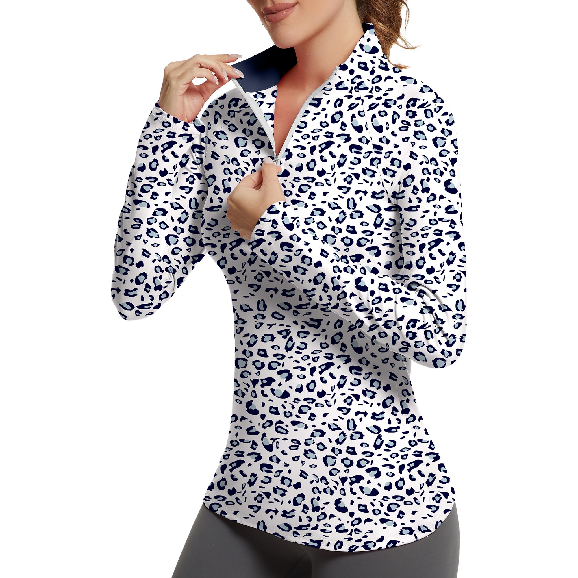 GGOV Golf Shirts for Woman UPF 50+ Sun Protection Quick Dry Lightweight Long Sleeve Polo Shirts for Woman Rash Guard