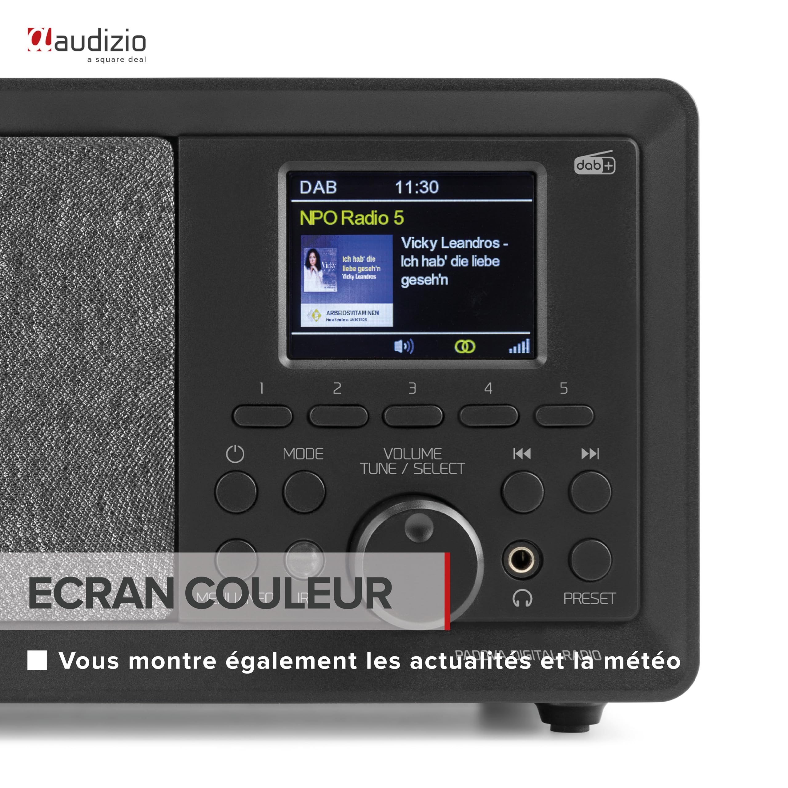 Audizio Padova Radio Dab+ avec Bluetooth - Bois, avec Fonction Réveil, Haut-Parleur Intégré, Lecteur MP3, Stations Pré-Réglables, Idéale pour Écouter Vos Radios Préférées Partout