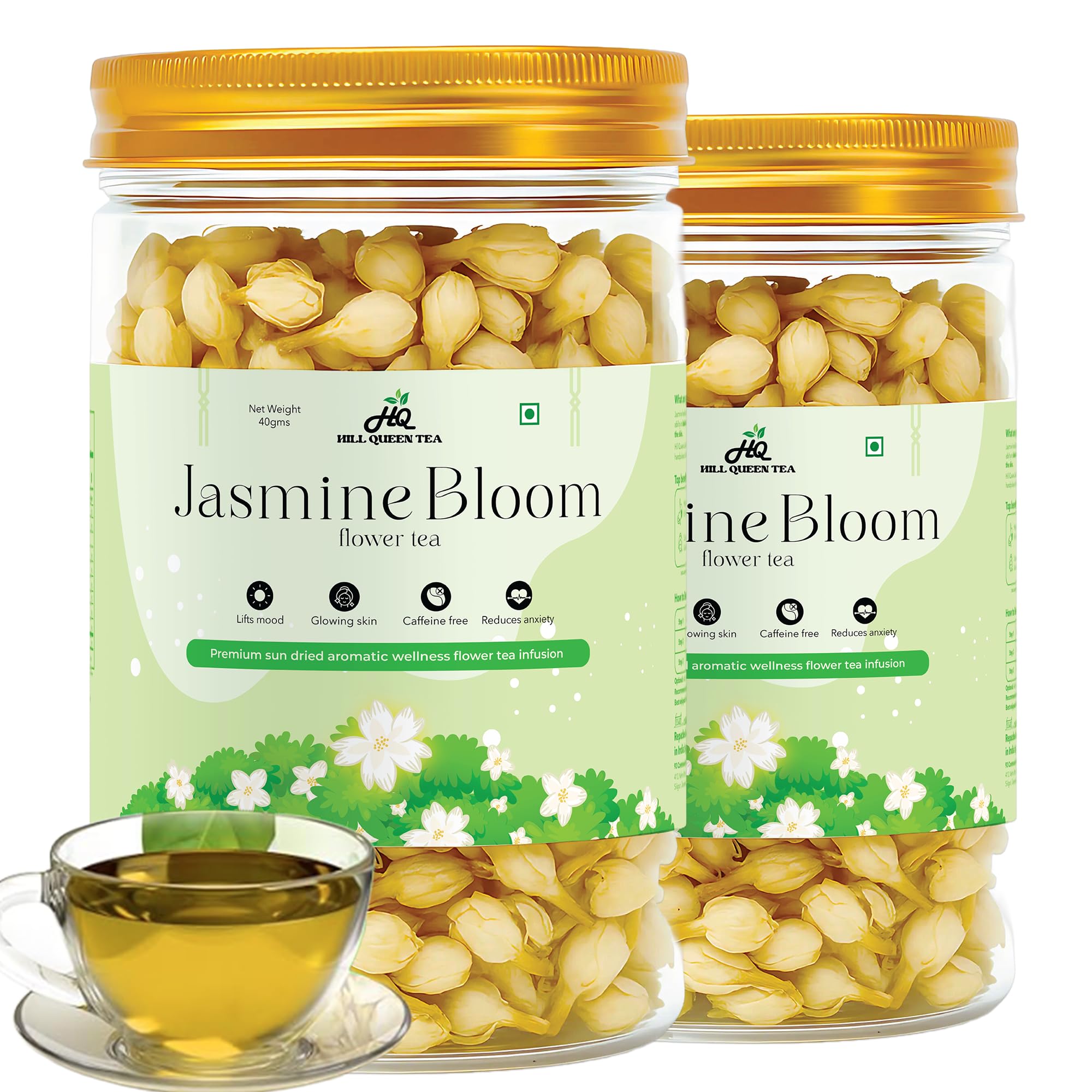 Hill Queen Pure Jasmine Flower Tea (40g) — 100% Sun-Dried Jasmine Buds | Caffeine-Free Loose Herbal Floral Tea for Relaxation, Stress Relief & Skin Glow 80 Cups-image-22