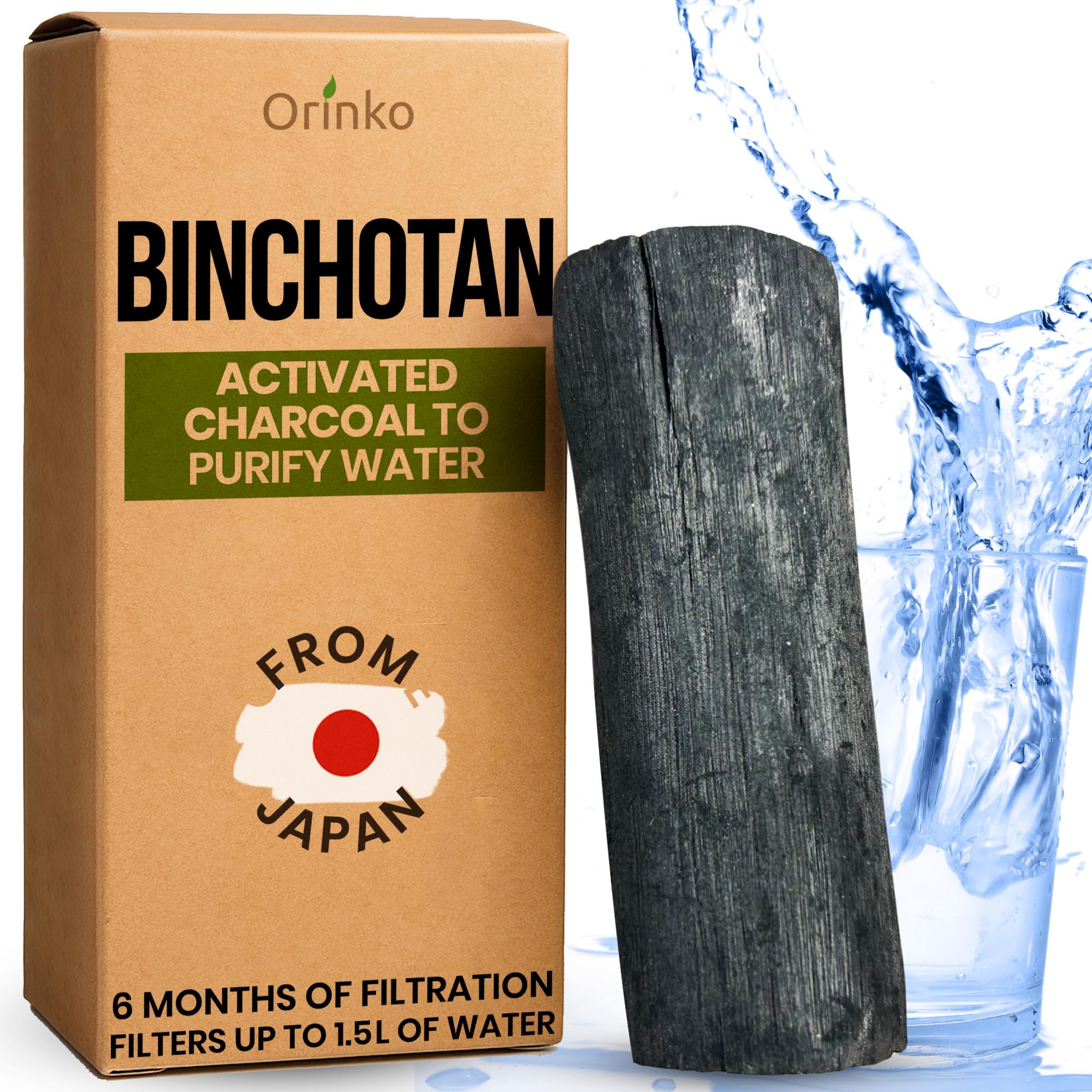 Organiczny japoński kishu binchotan 1X (25G) | Dąb Wakayama Ubame - autentyczny japoński tradycyjny węgiel aktywny Binchotan do oczyszczania wody w karafce
