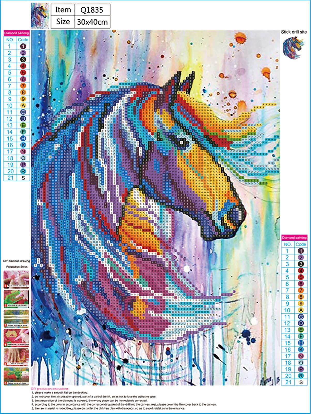 QENSPE Pittura Diamante Volpe Diamond Painting Kit per Adulti, 5D DIY
