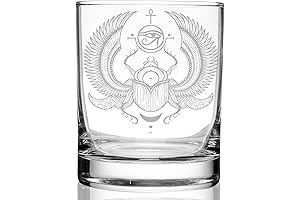 WINGED SCARAB Engraved 11oz Whiskey Rocks Glass