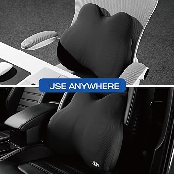 Skechers Memory Foam Lumbar Pillow,Lumbar Support Pillow for Office, Chair Lower Back Pain Relief Lumbar Pillow, Ergonomic Design Back Support Pillow for Office Chair, Car, Home, Travel,Black