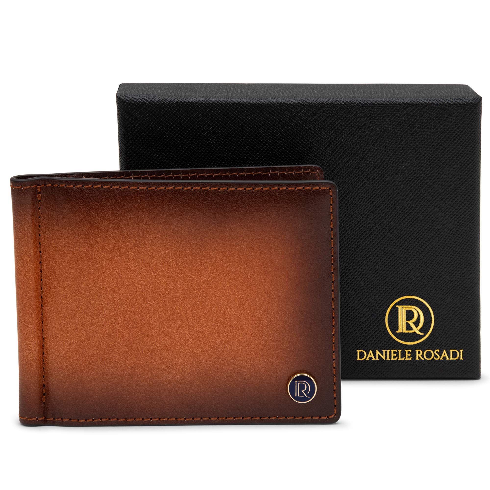 Buy Mens Bifold Wallet, Full Grain Leather, with Money Clip, Brown