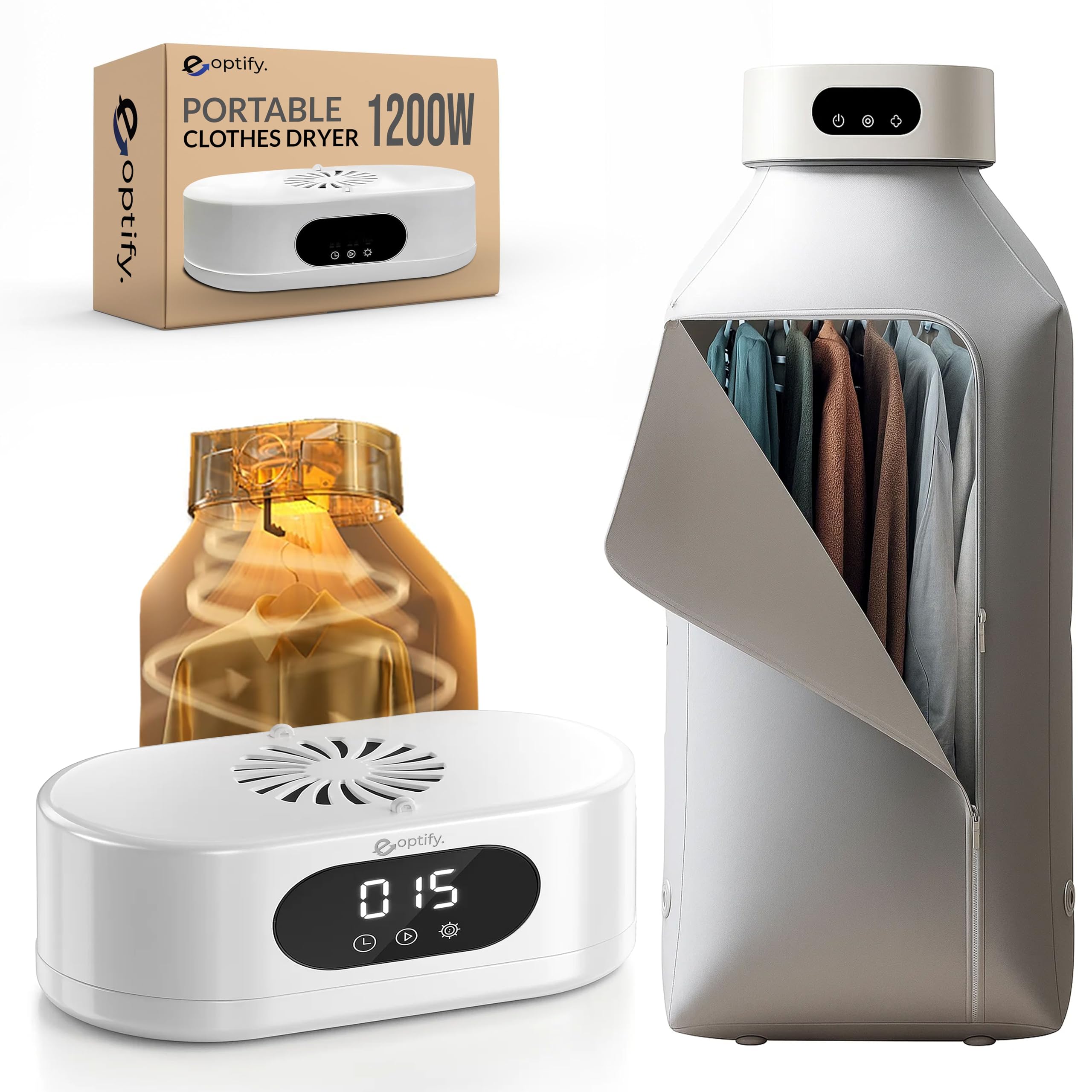 1200W Portable Clothes Dryer Stand Compact Laundry Drying Machine Small Travel Clothes Dryer Energy Efficient Drying Solution مجفف الملابس - Ideal for Apartments and Small Spaces