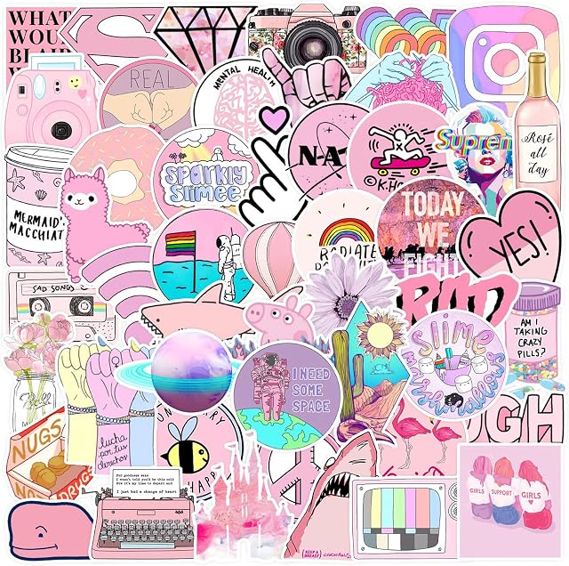 Aesthetic VSCO Stickers for Water Bottle 50 Pcs, GEELBS Waterproof VSCO Stickers for Water Bottle, Skateboard, Guitar, Scooter, Laptops Scrapbooking,Trendy Flasks Stickers Gifts for Girl, Boy, Teens