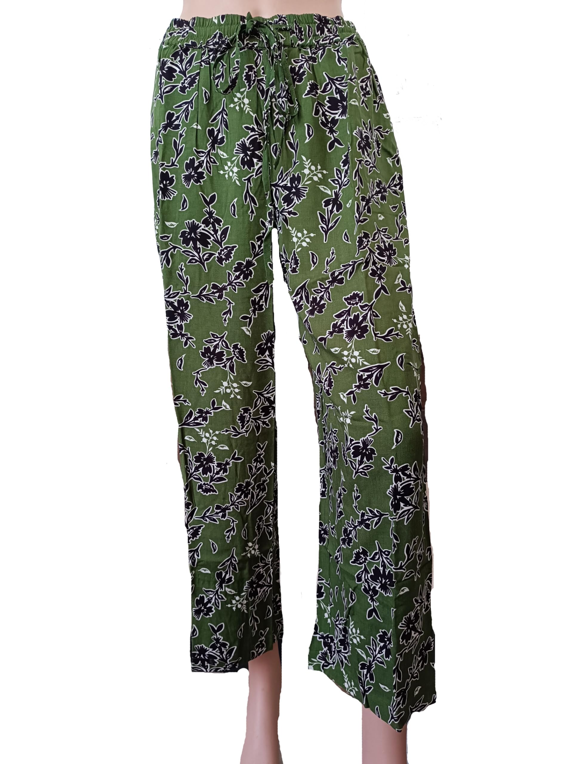 navyattaa Summer Women Green Printed Viscose Casual Palazzo Pant Payjama-picture-12