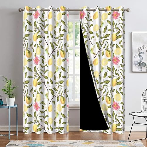 Miniatura 15 de Cortinas opacas de 52x84 pulgadas - Aisladas térmicamente y con bloqueo de luz para dormitorio y sala de estar, cortinas de ventana con estampado