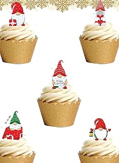 16 Stand Up Cute Christmas GNOMES Themed Edible Wafer paper Cake Toppers Decorations