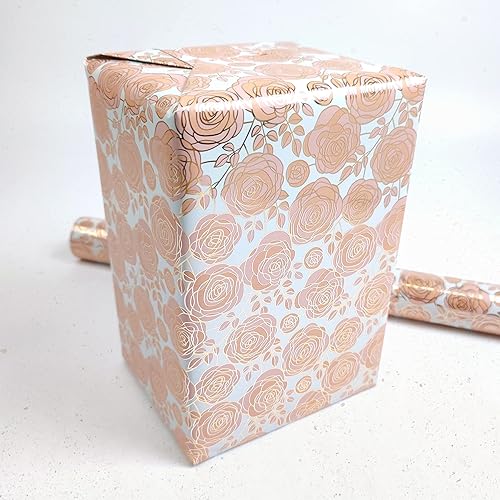 Miniatura 4 de LDGOOAEL Mini rollo de papel de regalo pequeño y corto (17 pulgadas x 32.8 pies), rosa rosa con lámina metálica para vacaciones, día de la madre,