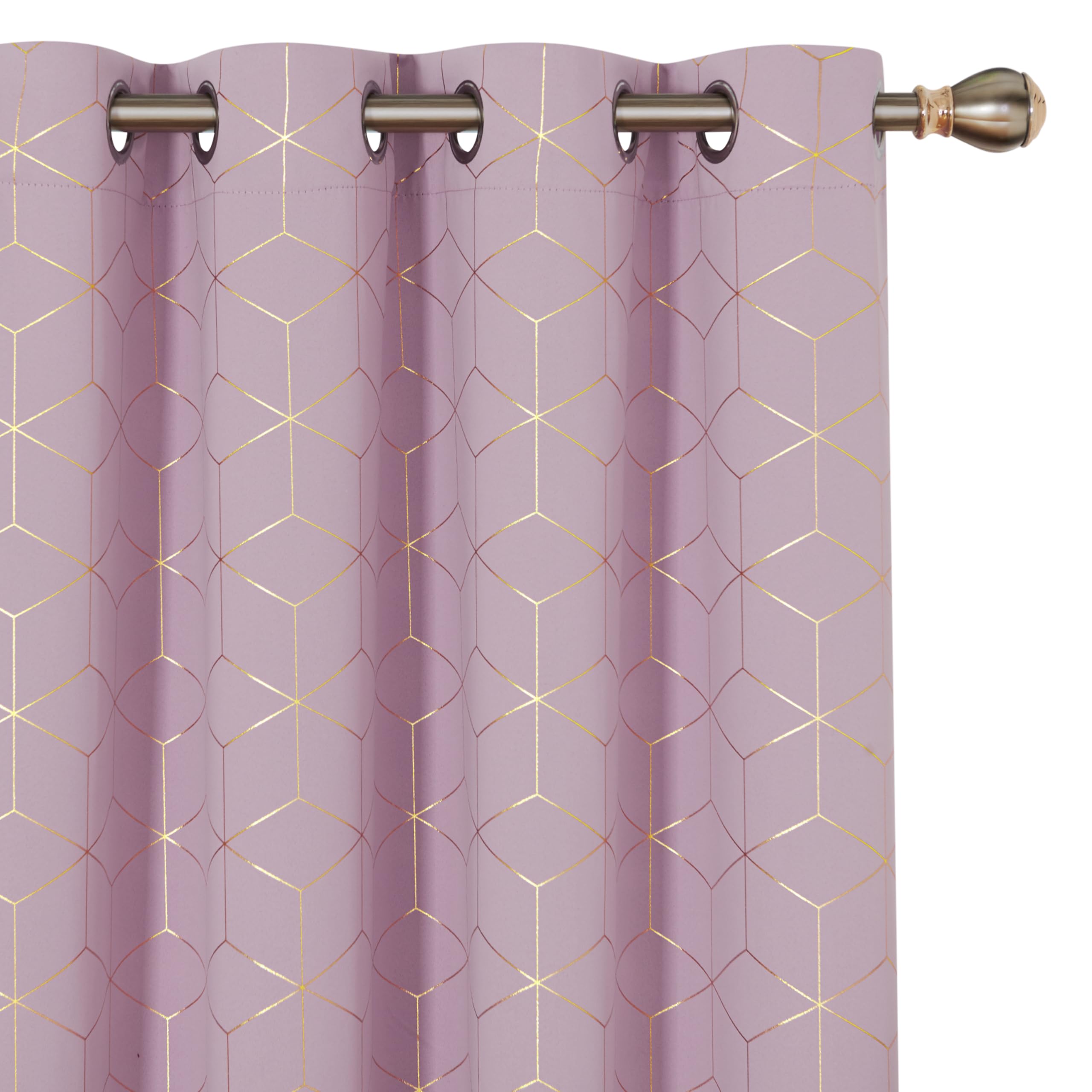 Deconovo Diamond Pattern Blackout Curtains - Thermal Insulated, Noise-Reducing Window Drapes for Bedroom, Living Room - 2 Panels, Lavender, 52W x 72L