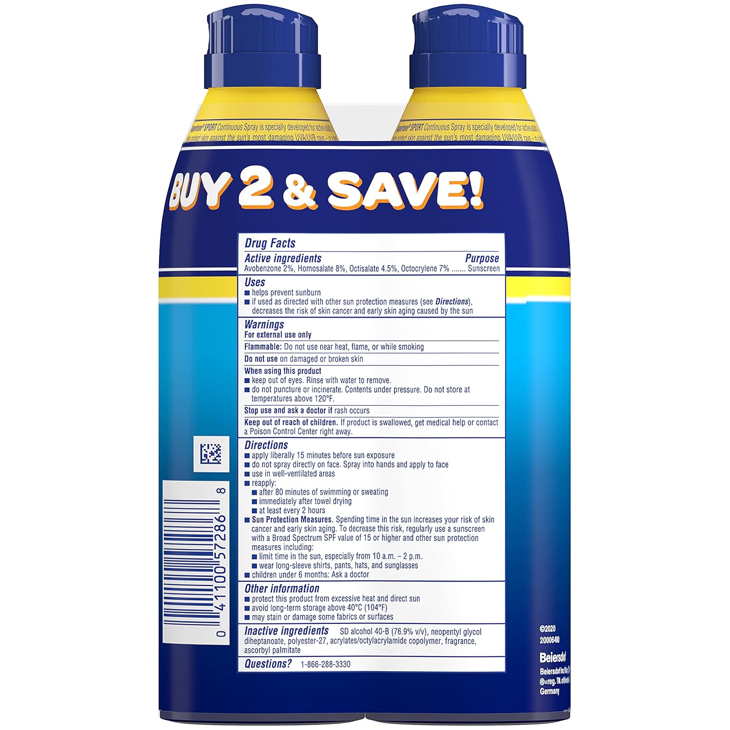Coppertone Sport Continuous Sunscreen Spray Broad Spectrum SPF 30 (5.5 Ounce per Bottle, Pack of 2) (Packaging May Vary) : Beauty & Personal Care