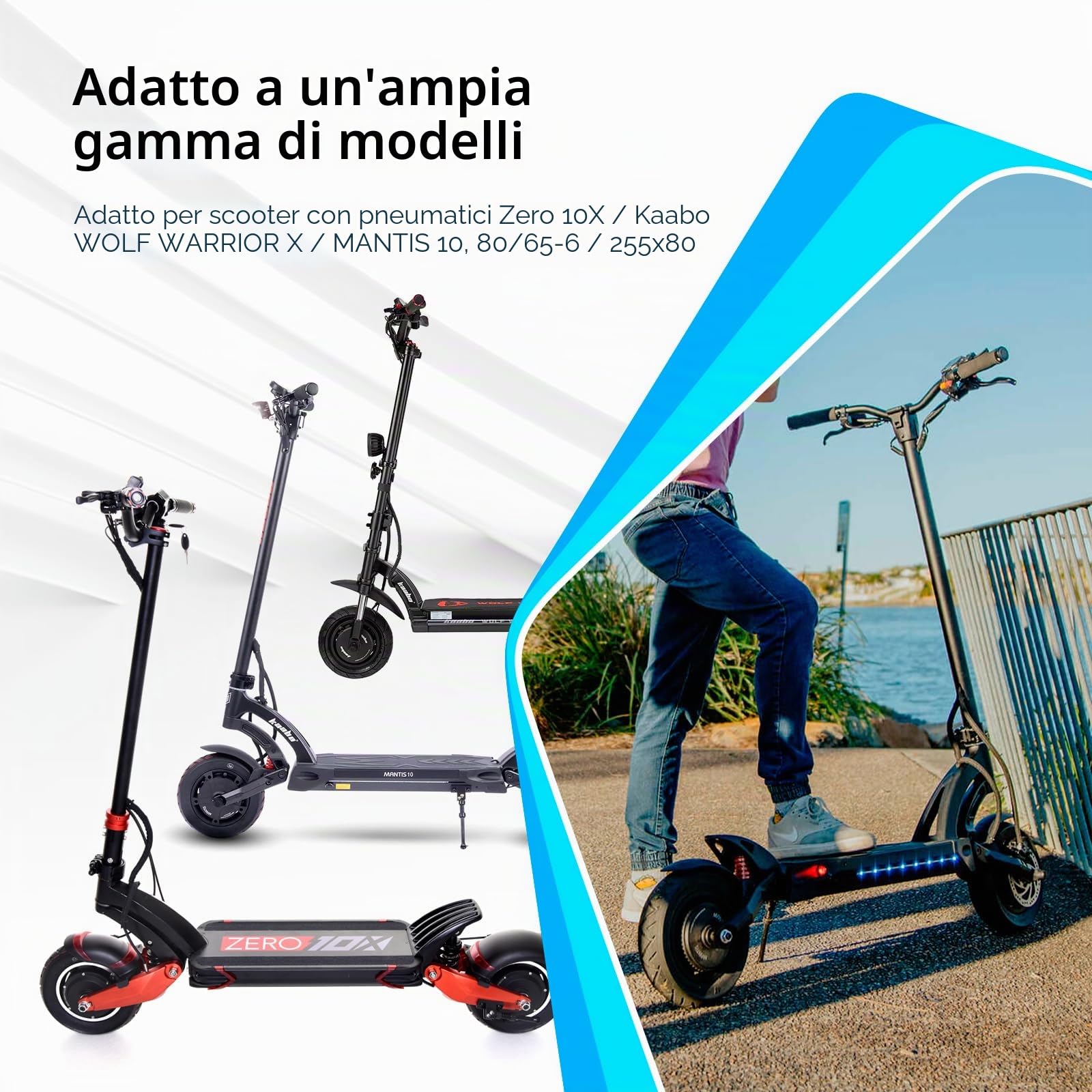 Ulip 10 x 3/255 x 80/80/65-6 pneumatico per Joyor Y8-S/Kukirin G2 Max/Kugoo M4 Pro scooter elettrico 10 pollici pneumatico in gomma piena ruota di ricambio anteriore o posteriore pneumatico fisso