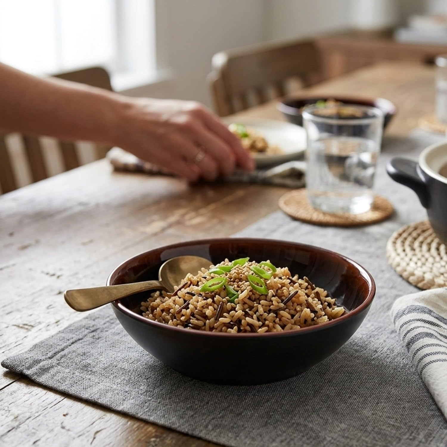 TrueCraftware- 9 oz Flat Base Bowl Tenmoku Dinnerware Melamine Set of 12- Dishwasher Safe Reusable Serving Bowls Dinnerware Dishes for Soup Ramen Noodles Bowl