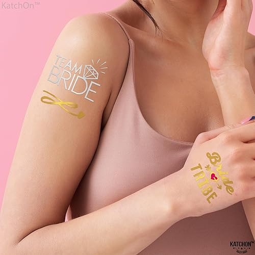 Miniatura 6 de KatchOn, Tatuajes metálicos de la tribu de la novia, 34 piezas, tatuajes de novia dorados, decoraciones de despedida de soltera, suministros de