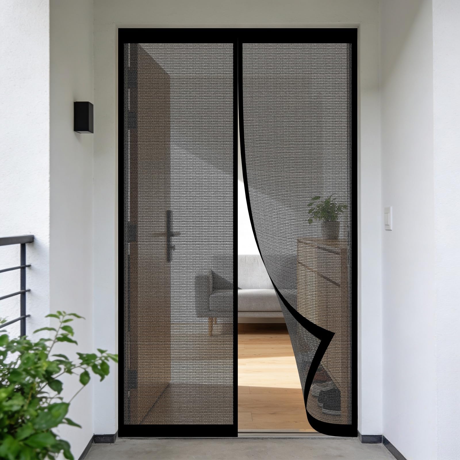 Moustiquaire Magnétique pour Porte Noir 100x210 cm sans perçage