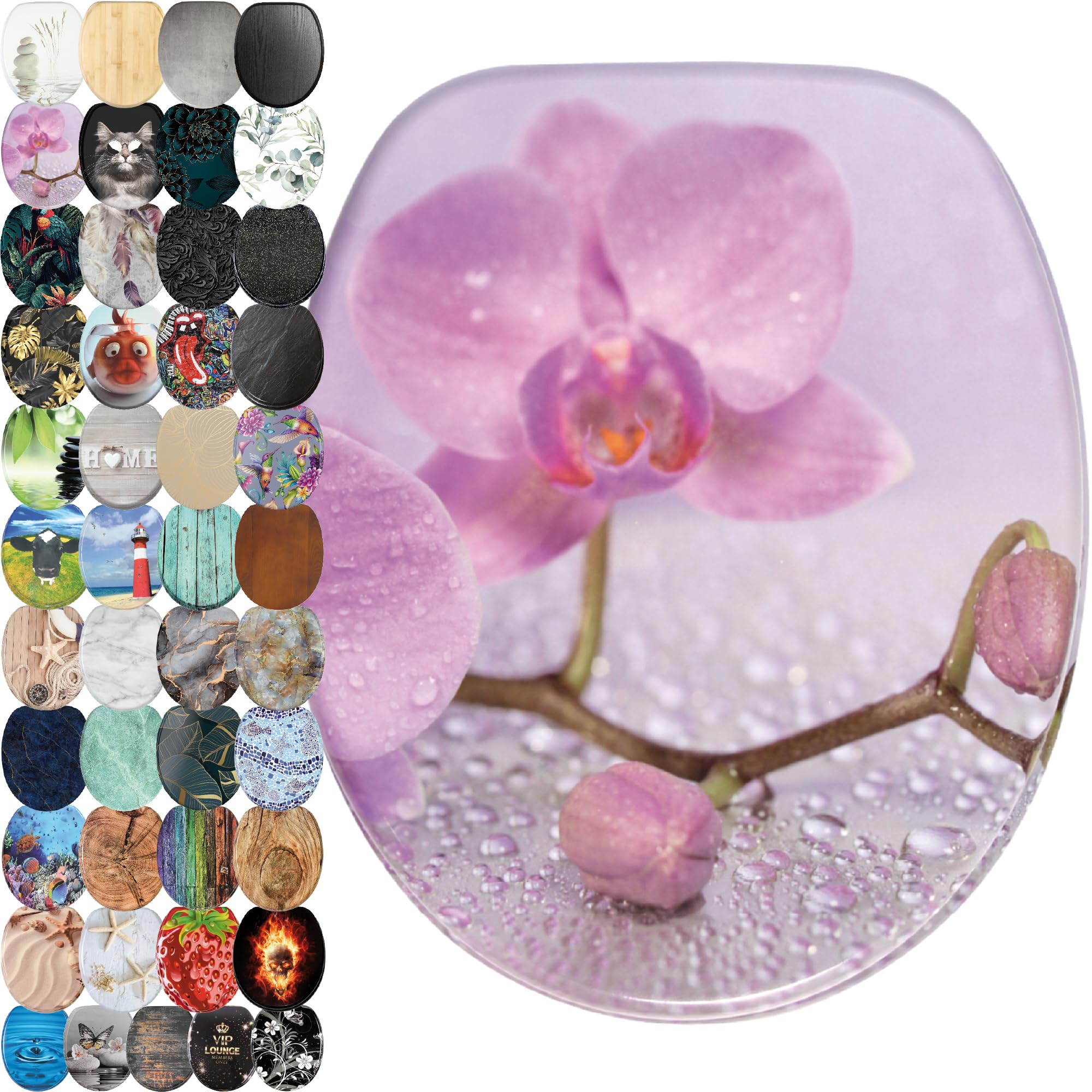 Sanilo Toilet Seat, Great Range of Colorful Toilet Seats, Stable Hinges, Easy to Mount (Blooming) — image 1