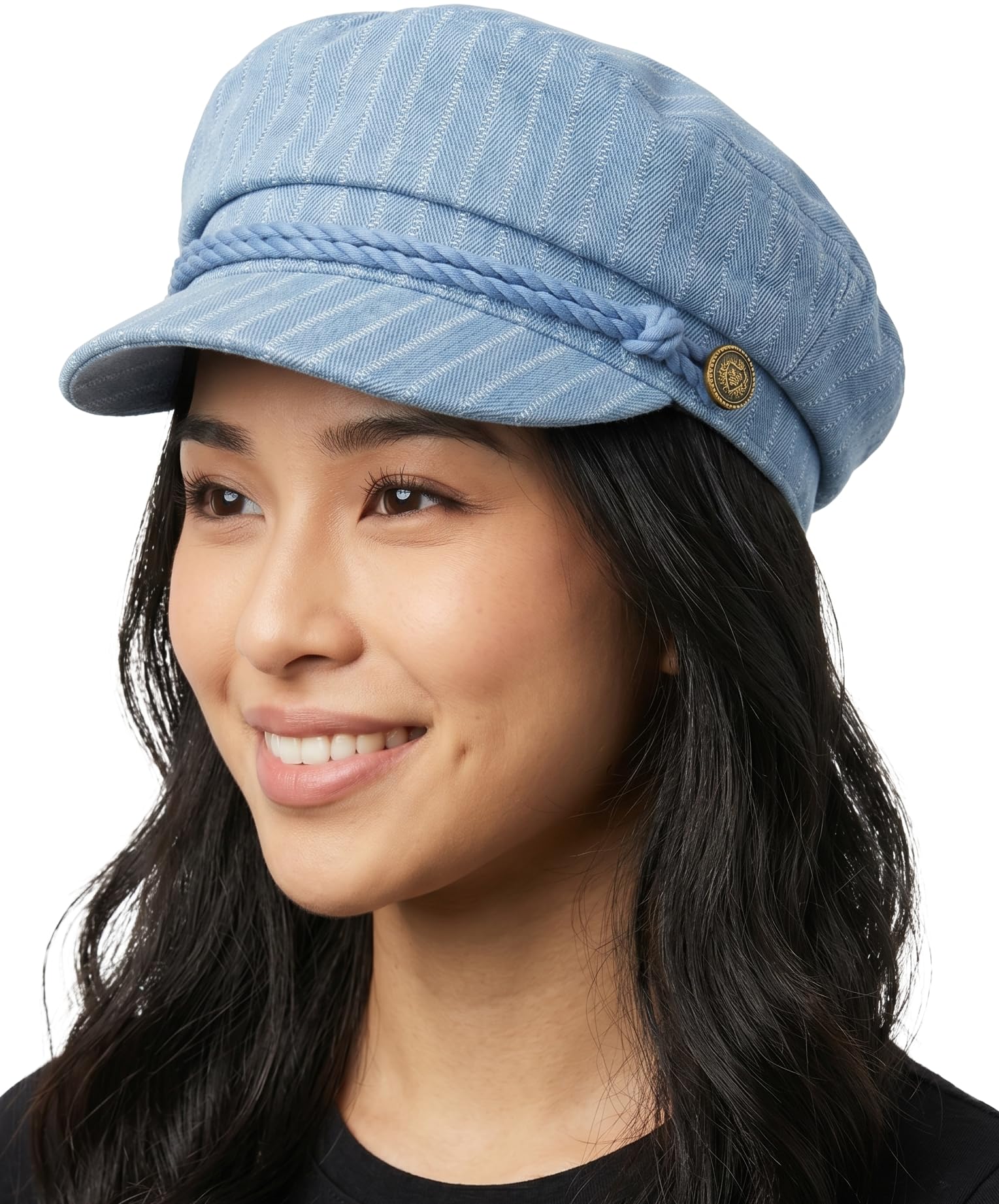 Funky Junque Greek Fisherman Newsboy Cap, Cotton Captains Bakerboy Hat