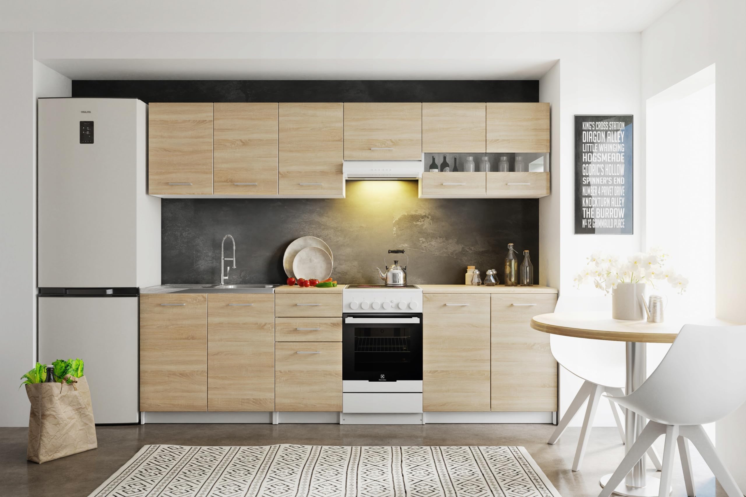 Schmaler Küchenschrank 30 cm mit Arbeitsplatte – funktionaler Unterschrank für kleine Küchen - robuster Aufbau - einfache Montage - flexibles Design - idealer Stauraum für Küchenutensilien
