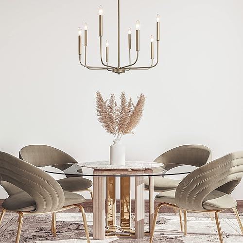 Miniatura 2 de KSANA Modernos candelabros dorados antiguos para comedor, 8 luces con acabado dorado envejecido para sala de estar, dormitorio, vestíbulo, cocina