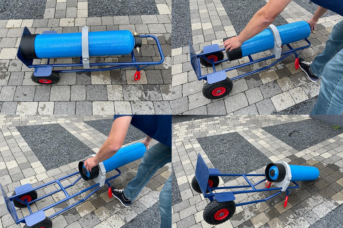 Flaschenwagen 2.0 für Mischbettharz, Sackkarre mit Luftreifen