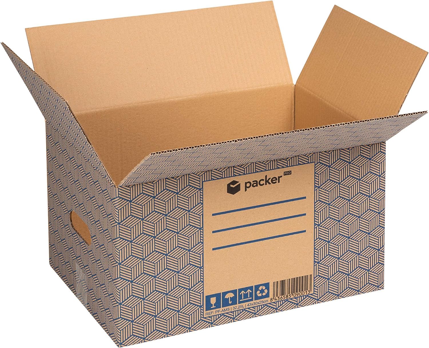 Lot de 12 boîtes de déménagement et de rangement extra larges 600 x 300 x 275 mm Ultra résistantes avec poignées, 100% écologique | Packer PRO (20x (430x300x250mm))