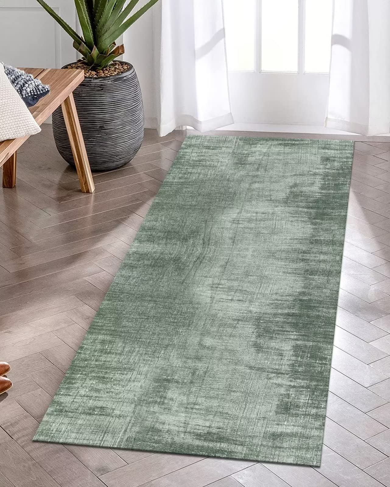 Tappeto Passatoia cucina Antiscivolo Lavabile Lungo Tappeti Runner ingresso interno Grigio Astratto 80X400CM Moderno Antimacchia Tappeto Passatoie per