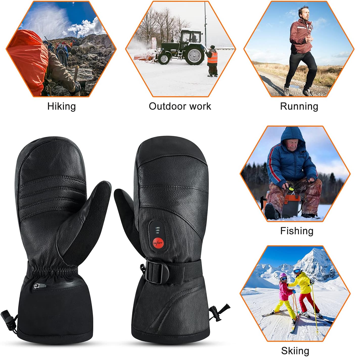 day wolf Heated Gloves for Men Women 7.4V 2200mAh Electric Rechargeable Battery Waterproof Gloves Mitten for Winter Sports Ski Snowboard Camping Hiking Heated Motorcycle Gloves