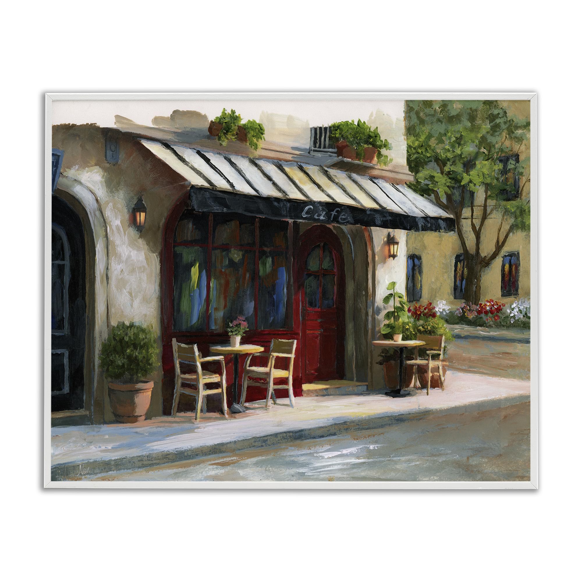 'Charming Sidewalk Cafe Tables'| Framed Giclee Art