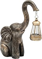 Wiethaox Solar Elephant Garden Statue with Lantern - Waterproof Resin Outdoor Decor for Patio Yard Lawn, Lucky Gift for Mom Housewarming
