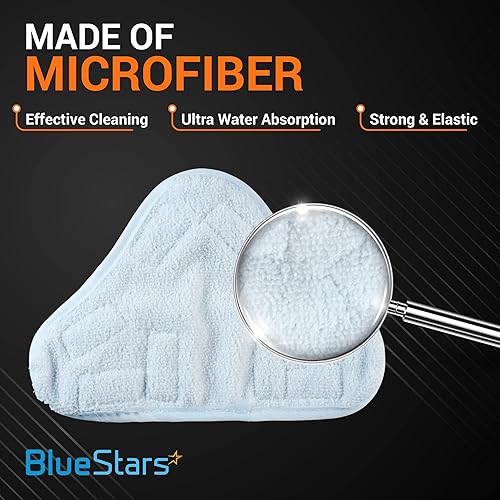 Miniatura 3 de BlueStars Paquete de 10 almohadillas de microfibra lavables ultra duraderas para mopa de vapor para piso, ajuste exacto para modelos H2O X5 H20,